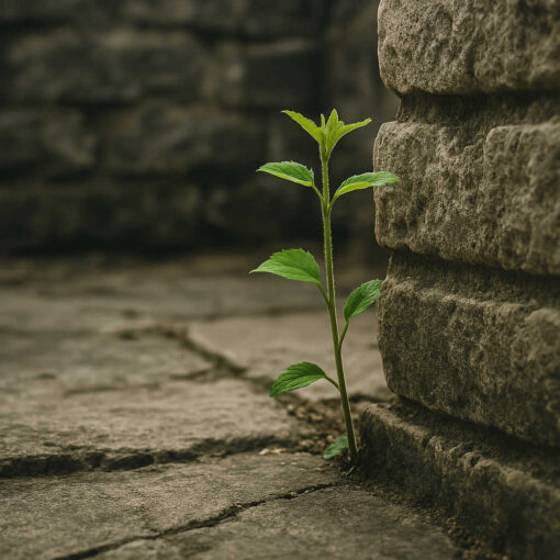 Pflanze zwischen Steinen