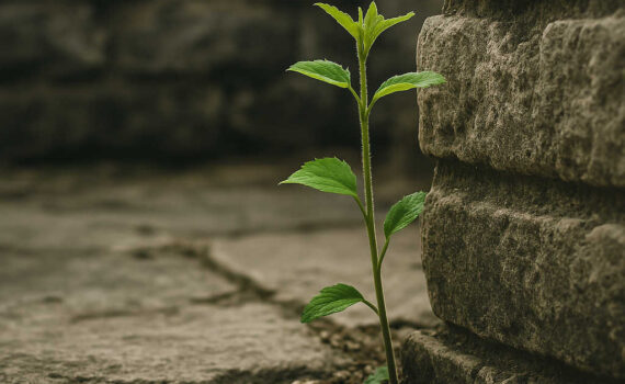 Pflanze zwischen Steinen